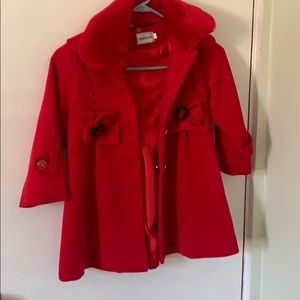 Red coat for a child. Size 8.